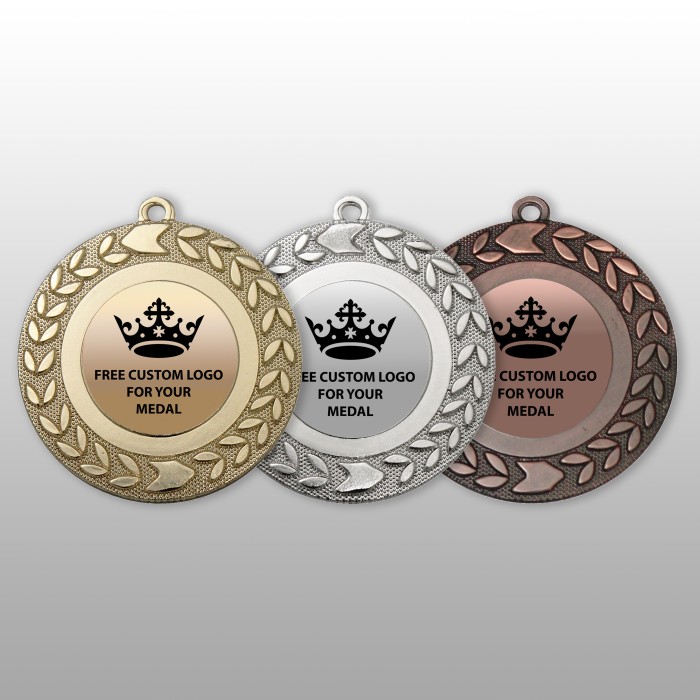 50MM 'WREATH ARROW' UV METAL PRINTED CUSTOM MEDAL - GOLD, SILVER OR BRONZE